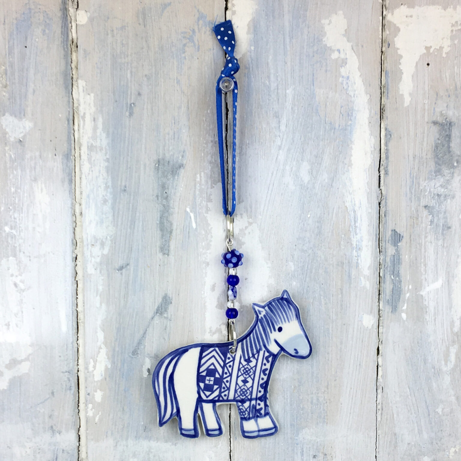 Shetland Pony in Fair Isle Jumper — handmade ceramic decoration